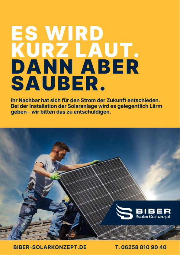 Flyer „Es wird kurz laut. Dann aber sauber." für die Nachbarschaft einer Baustelle