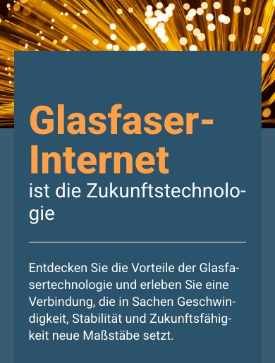 Seite „Darum Glasfaser“ auf dem Smartphone mit der Überschrift „Glasfaser-Internet ist die Zukunftstechnologie“