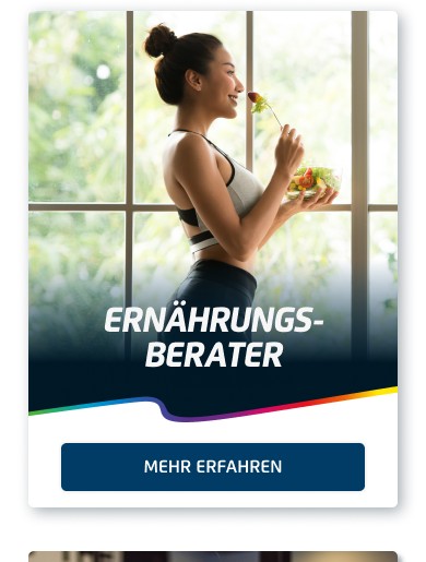 INJOY-Template auf dem Smartphone: Karte „Ernährungsberater"