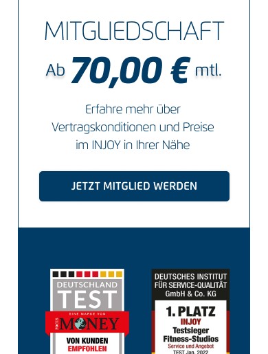 INJOY-Template auf dem Smartphone: Mitgliedschaft ab 70 Euro monatlich