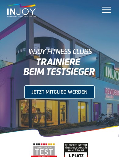 INJOY-Template auf dem Smartphone: Startbereich