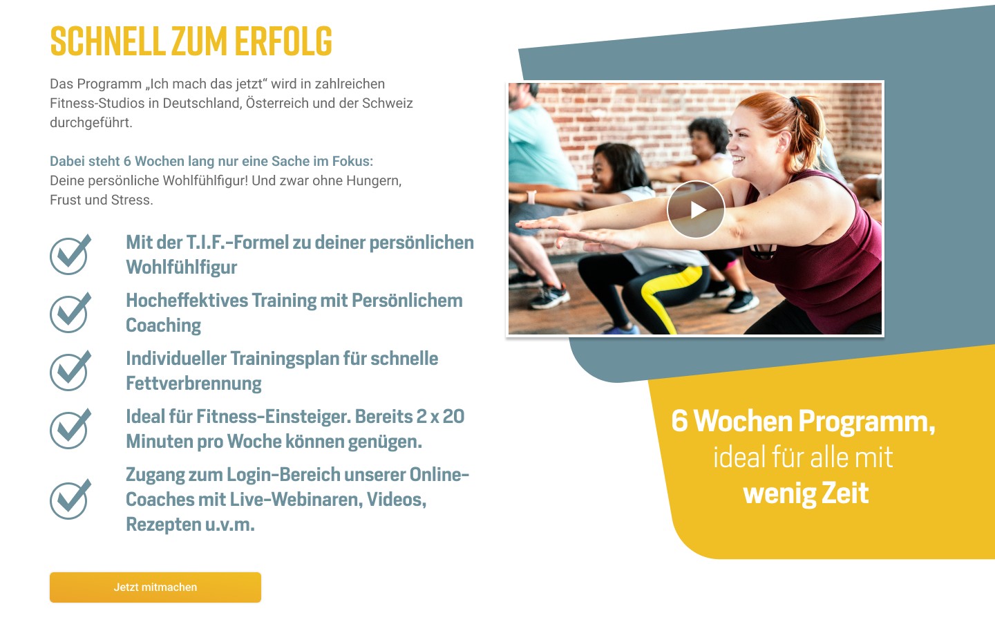 Bereich zum 6 Wochen FIGUR-EXPRESS-Programm auf der Startseite
